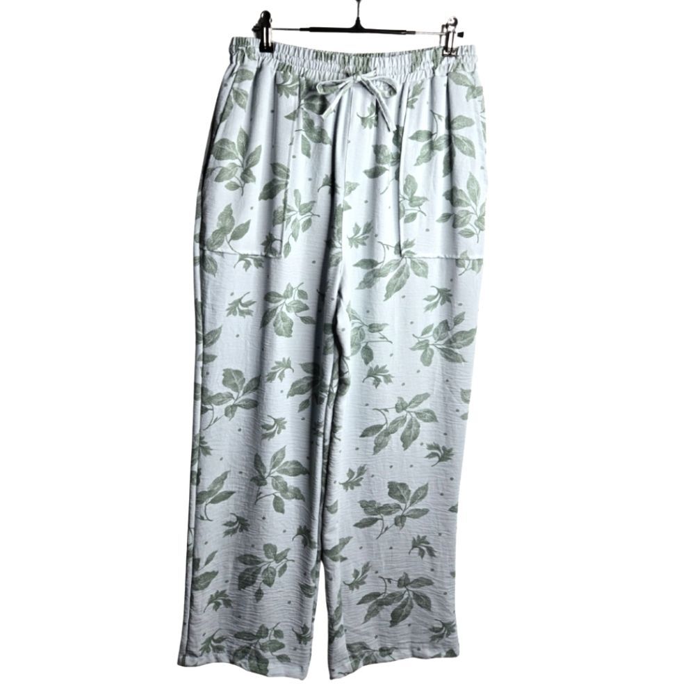 Classic Concepts Vintage Botanical Print Pull On Wide Leg Pants Petite Large PL